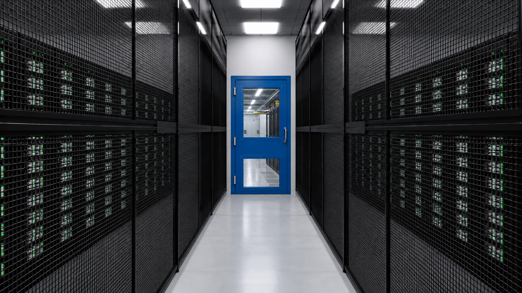 Corridor in a data center with infill fencing