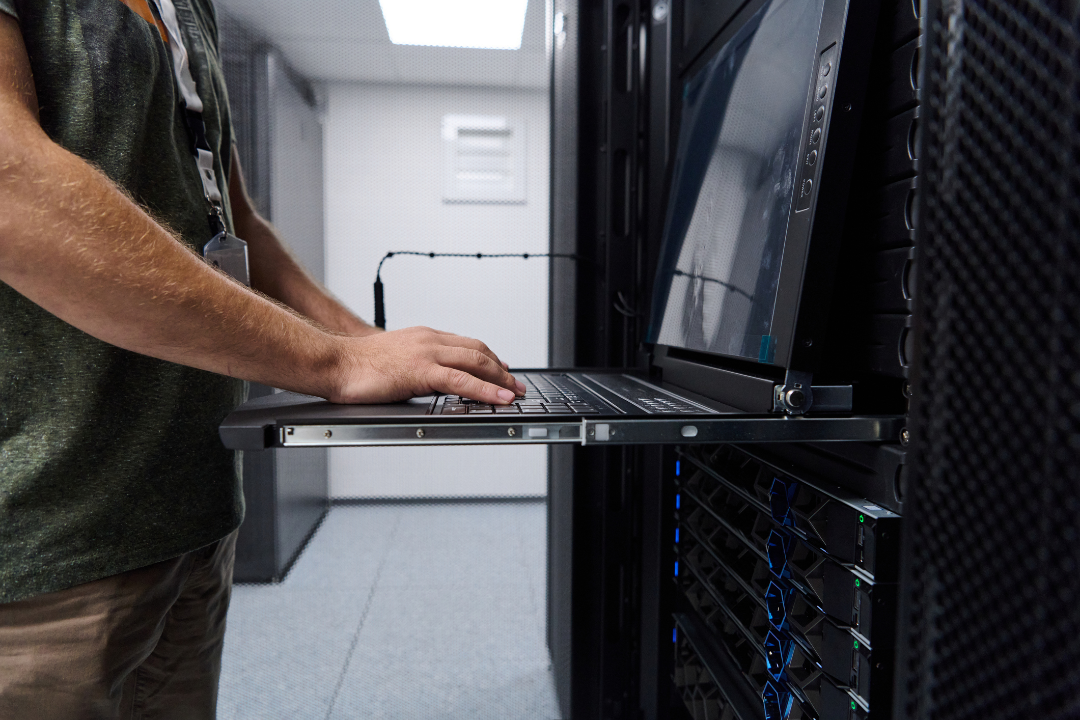 Technician looking at laptop